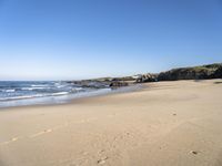 A Day at the Beach: Clear Sky, Ocean, and Horizon