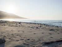 the sunlight shines brightly on a beach and the sand looks like it could have been washed down in time