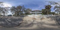 there is an image of a street corner taken from the side of the street taken from 360 cameras