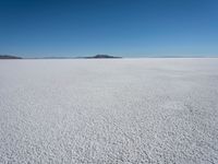 the snow - covered landscape looks beautiful and barren in its natural habitat, with no clouds