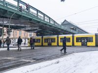 Berlin Architecture under Grey Sky on Snowy Roads