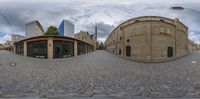 two 360 photographs side by side showing the same perspective for the street on one corner