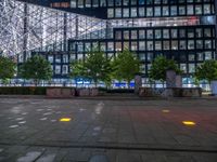 Berlin's Business District at Night: Neon Lights Illuminate the City