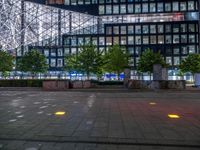 Berlin's Business District at Night: Neon Lights Illuminate the City