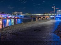 Berlin Canal Under Neon Lights