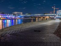 Berlin Canal Under Neon Lights