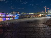 Berlin Canal Under Neon Lights