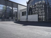 there is a black and white picture with a skateboard in it of a building