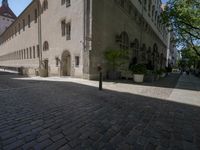 Berlin city architecture with cobblestone road