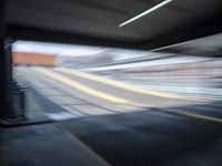 the train station is moving through motion blurry as if it was a train at the station