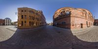 an image of a 3d time lapse shot of buildings in the city street for the 360 - vr video