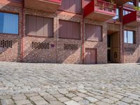 Berlin City Road with Red Brick Residential Building 001