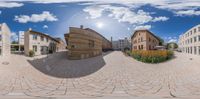 an image of people in a city setting with fish eye lens on the left and right