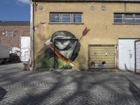 Berlin City Street with Cobblestone Road and Urban Art