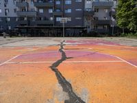 Berlin City Wall with Graffiti and Basketball Court