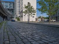 Berlin's Cobblestone Roads Under Clear Skies