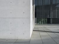 a person is walking past a building on a sidewalk with a suitcase and suitcase bag in hand