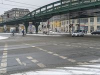 Berlin, Germany: City View with Snow Covered Bridge