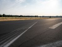 a road with pavement and the sunlight coming down over it to the right of it