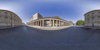 a view from a fish eye lens of a skateboard ramp at a skate park