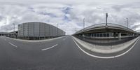 a panoramic view of the highway with a very wide angle to the street