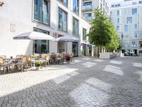 two courtyards, in the middle of the city are very neat, but have little trees and bushes