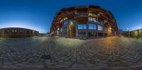 a fish eye view shows how to turn the camera into a reflection of the building