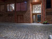 Berlin Night: Modern Architecture and Cobblestone Roads