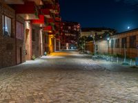 Night in Berlin: Residential Area with Cobblestone Streets