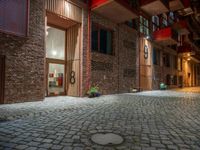 Berlin Night: Residential Cobblestone Streets