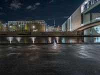 Berlin Night Urban Road with Artificial Light