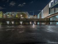 Berlin Night Urban Road with Artificial Light