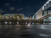 Berlin Night Urban Road with Artificial Light