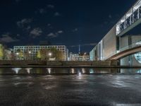 Berlin Night Urban Road with Artificial Light