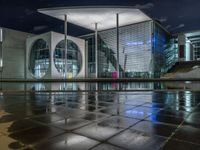 Berlin Nightscape: Illuminated River and Modern Architecture