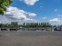 Berlin Pier Overlooking River and Open Space