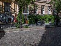 Berlin Residential Area: Cobblestone Road and Classic Architecture