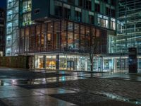 Berlin's Night Road: Cobblestones and Modern Office Structures