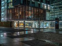 Berlin's Night Road: Cobblestones and Modern Office Structures