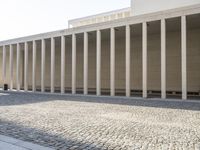 this building has columns standing at the front of it and it looks to be in a museum