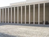 this building has columns standing at the front of it and it looks to be in a museum