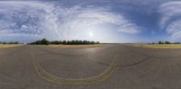 view of the sky in an image captured by fish eye lens with no people or a vehicle