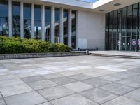 an outdoor concrete area that appears to be very nice and clean and empty of people