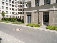 a paved area in the middle of a bricked - up courtyard is pictured here