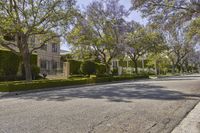 residential property with two driveways and trees lining the street corner near an older home