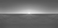 an empty desert, with some very thin lines on the ground, in black and white