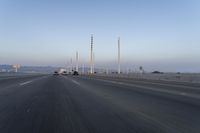 Blue Dawn and Clear Sky on a Deserted Highway