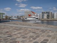 City of Bremen: Harbor with Boats lined up along the Pier