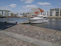 City of Bremen: Harbor with Boats lined up along the Pier