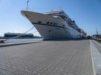 Bremen Harbor Boats and Cruise Ship on Asphalt Road in Bremerhafen, Germany